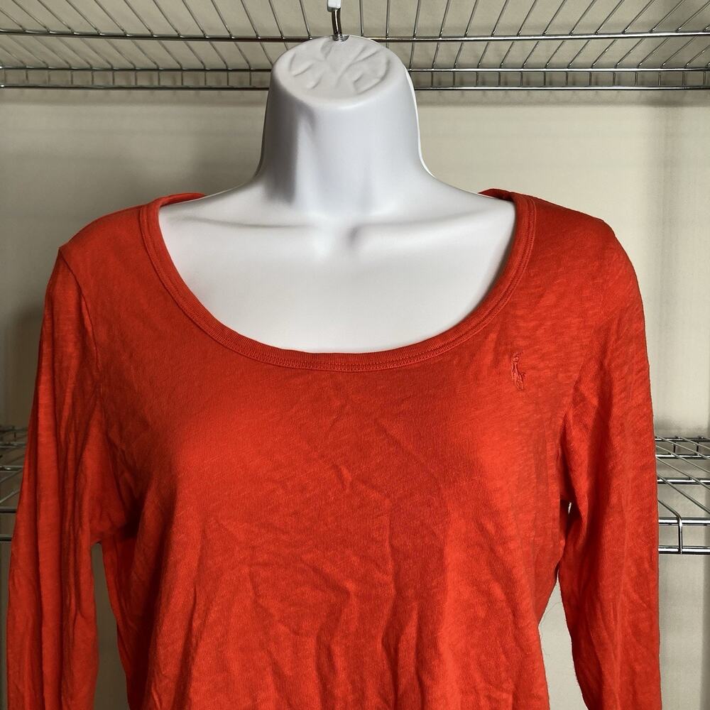 Vintage‎ Ralph Lauren Sport Y2K Women's Red Long Sleeve Top Size M Preppy Fitted - Picture 7 of 10
